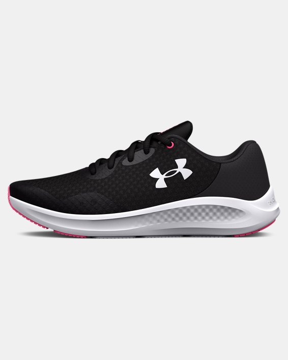 Girls' Grade School UA Charged Pursuit 3 Running Shoes in Black image number 5